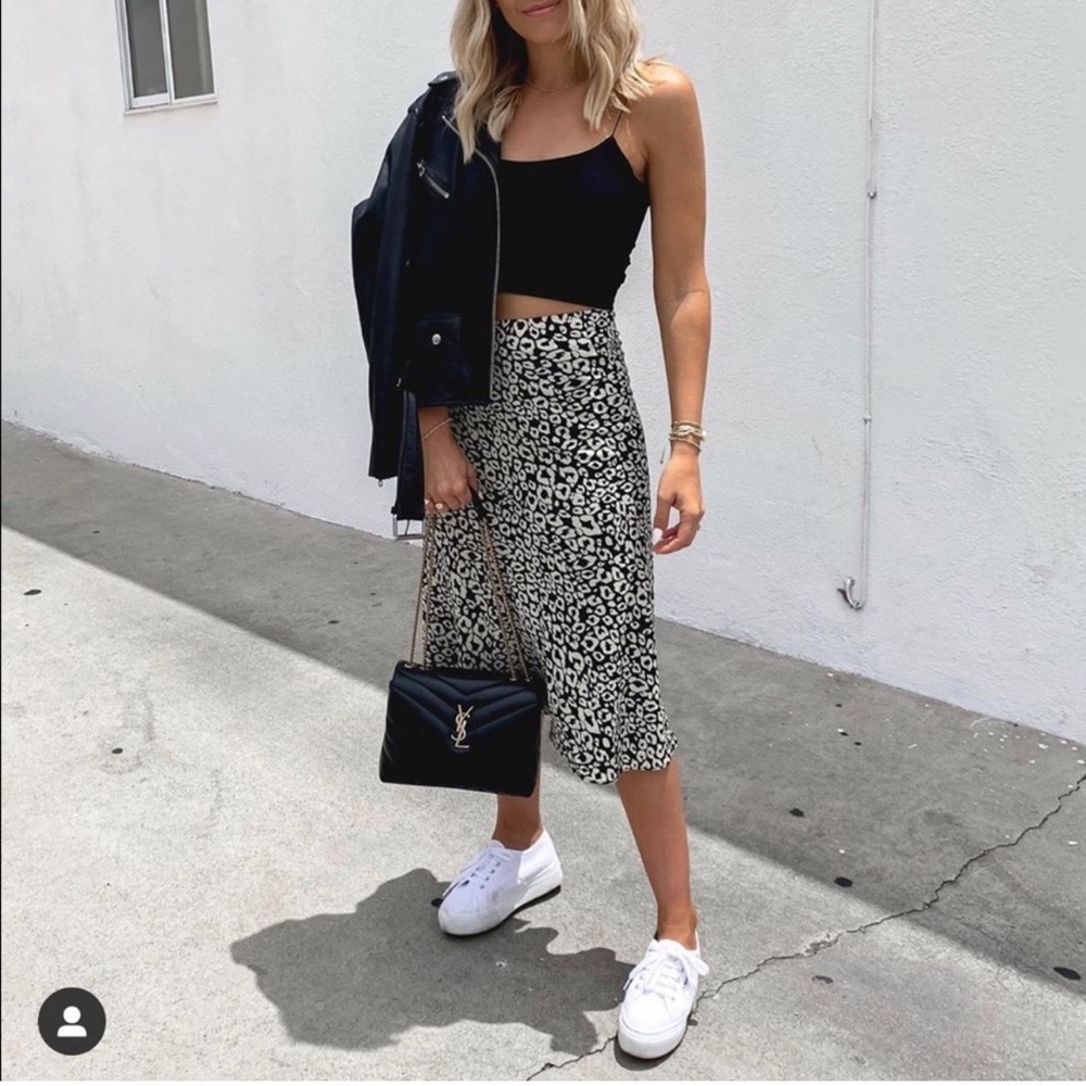 NWT lovers + friends black leopard skirt size xsmall